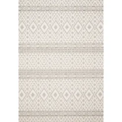 Kirkland's Home Ivory Geometric Stripes Outdoor Area Rug, 5X7- Outdoor Rugs