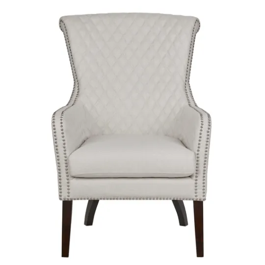 Kirkland's Home Ivory Lanea Quilted Accent Chair With Silver Studs- Accent Chairs