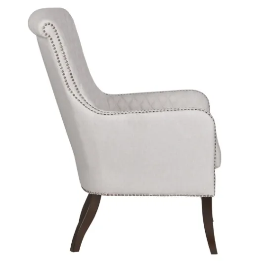 Kirkland's Home Ivory Lanea Quilted Accent Chair With Silver Studs- Accent Chairs