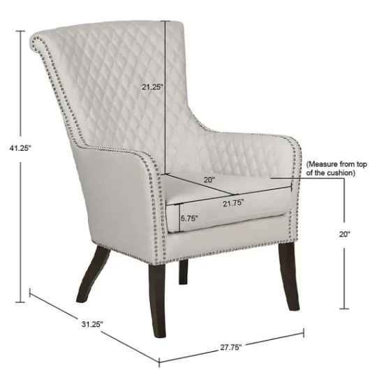 Kirkland's Home Ivory Lanea Quilted Accent Chair With Silver Studs- Accent Chairs