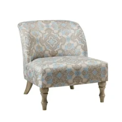 Kirkland's Home Ivory Medallion Wide Frame Slipper Accent Chair- Accent Chairs