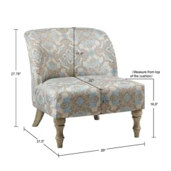 Kirkland's Home Ivory Medallion Wide Frame Slipper Accent Chair- Accent Chairs
