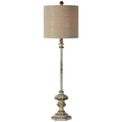 Kirkland's Home Ivory Resin Distressed Traditional Buffet Lamp- Buffet Lamps