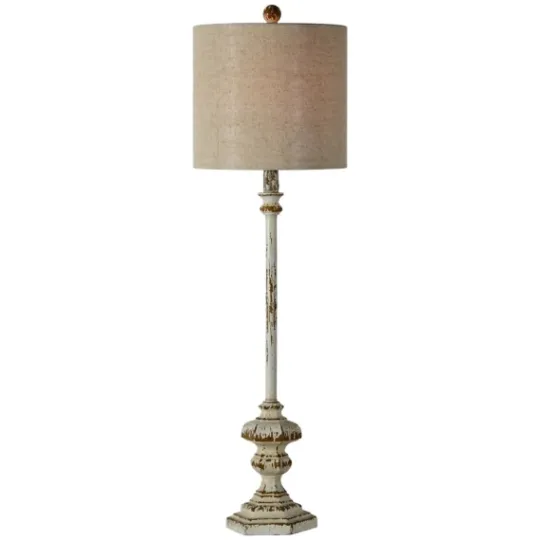 Kirkland's Home Ivory Resin Distressed Traditional Buffet Lamp- Buffet Lamps