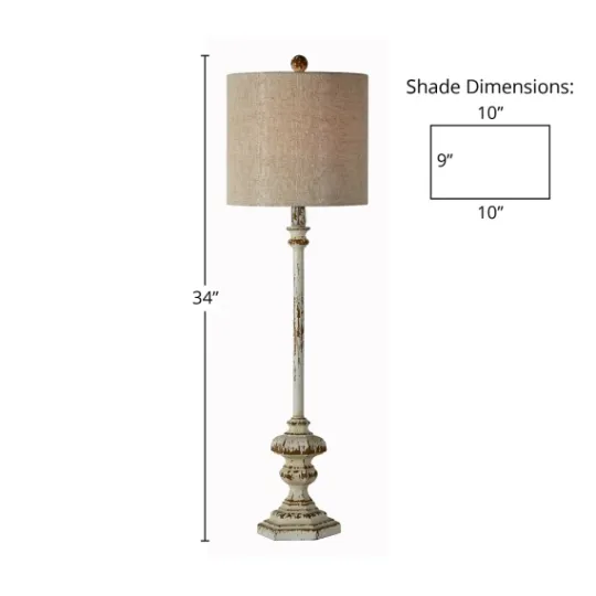Kirkland's Home Ivory Resin Distressed Traditional Buffet Lamp- Buffet Lamps