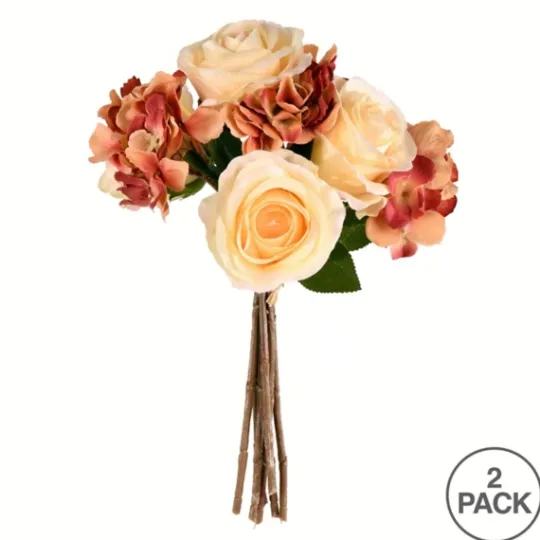 Kirkland's Home Ivory Rose And Blush Hydrangea Stems, Set Of 2- Stems & Bouquets