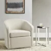 Kirkland's Home Ivory Upholstered Low Back Swivel Accent Chair- Accent Chairs