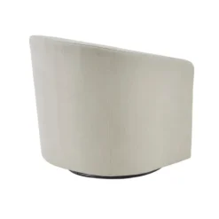 Kirkland's Home Ivory Upholstered Low Back Swivel Accent Chair- Accent Chairs