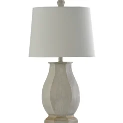 Kirkland's Home Ivory Wirebrushed Oval Table Lamp- Table Lamps