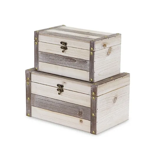 Kirkland's Home Ivory Wood And Metal Boxes, Set Of 2- Baskets & Boxes