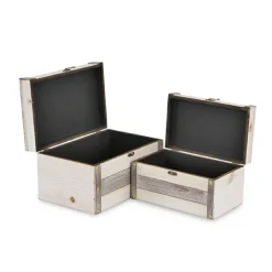 Kirkland's Home Ivory Wood And Metal Boxes, Set Of 2- Baskets & Boxes