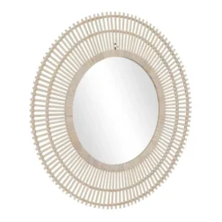 Kirkland's Home Ivory Woven Bamboo Sunburst Wall Mirror- Decorative Mirrors