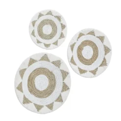 Kirkland's Home Ivory Woven Cotton Round 3-Pc. Wall Decoration- Wall Plaques