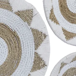 Kirkland's Home Ivory Woven Cotton Round 3-Pc. Wall Decoration- Wall Plaques