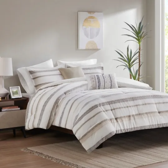 Kirkland's Home Jacquard Stripe 5-Pc. Cali King Comforter Set- Comforters