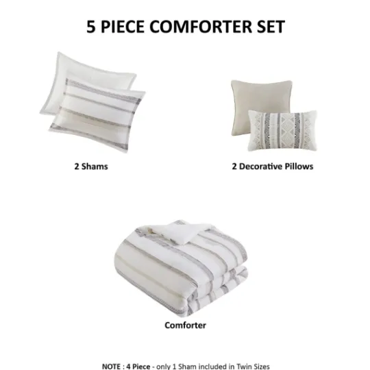 Kirkland's Home Jacquard Stripe 5-Pc. Cali King Comforter Set- Comforters