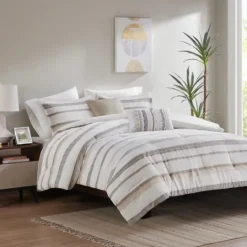 Kirkland's Home Jacquard Stripe 5-Pc. Full/Queen Comforter Set- Comforters