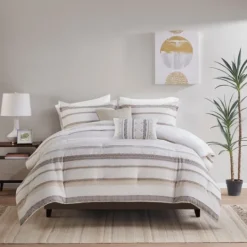 Kirkland's Home Jacquard Stripe 5-Pc. Full/Queen Comforter Set- Comforters