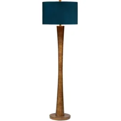 Kirkland's Home Janis Bronze And Teal Velvet Floor Lamp- Floor Lamps