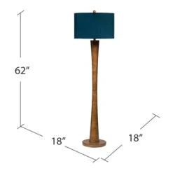 Kirkland's Home Janis Bronze And Teal Velvet Floor Lamp- Floor Lamps