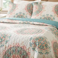 Kirkland's Home Jessica Simpson Blue Pompeii Queen Quilt Set- Quilts