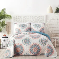 Kirkland's Home Jessica Simpson Blue Pompeii King Quilt Set- Quilts