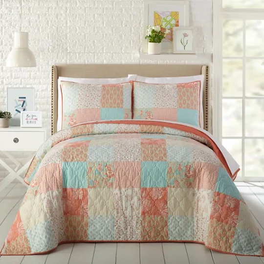 Kirkland's Home Jessica Simpson Coral Ikigai Queen Quilt Set- Quilts