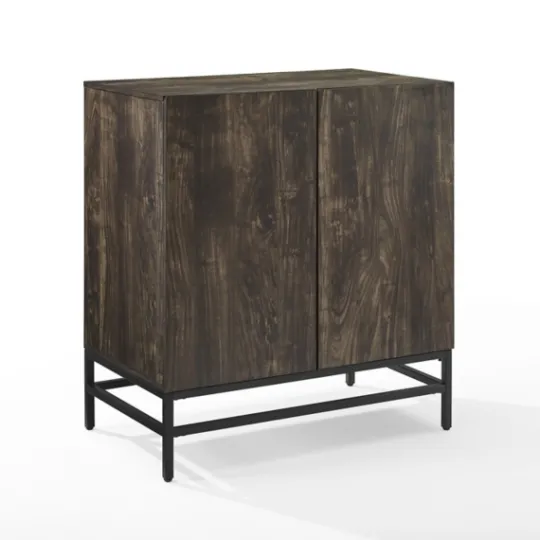 Kirkland's Home Joanelle Dark Steel And Wood Wine Cabinet- Cabinets & Sideboards