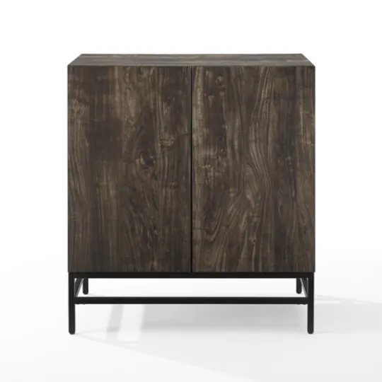 Kirkland's Home Joanelle Dark Steel And Wood Wine Cabinet- Cabinets & Sideboards