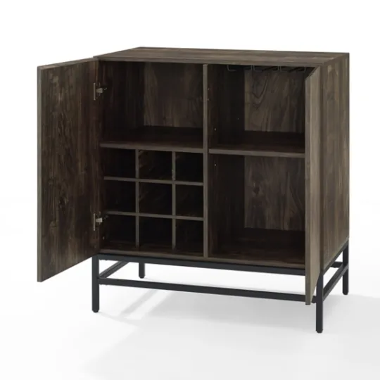 Kirkland's Home Joanelle Dark Steel And Wood Wine Cabinet- Cabinets & Sideboards