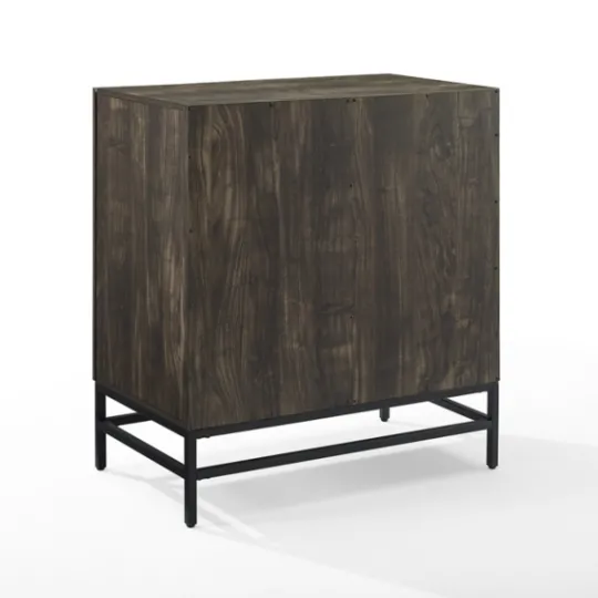 Kirkland's Home Joanelle Dark Steel And Wood Wine Cabinet- Cabinets & Sideboards
