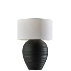 Kirkland's Home Johanssen Black Ribbed Table Lamp- Table Lamps