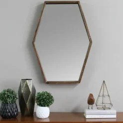 Kirkland's Home Jojo Wood Hexagon Wall Mirror- Decorative Mirrors