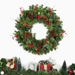 Kirkland's Home Jolly Pine Sprigs And Red Berries Wreath- Wreaths