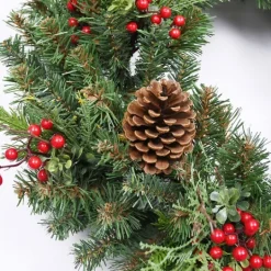 Kirkland's Home Jolly Pine Sprigs And Red Berries Wreath- Wreaths