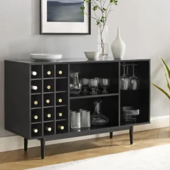 Kirkland's Home Josette Wood Open Wine Cabinet- Cabinets & Sideboards