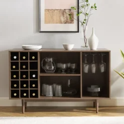 Kirkland's Home Josette Wood Open Wine Cabinet- Cabinets & Sideboards