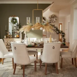 Kirkland's Home Julia Cream Upholstered Dining Chair- Dining Chairs