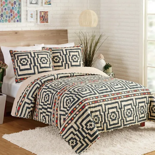 Kirkland's Home Justina Blakeney Black Hypnotic King Quilt Set- Quilts