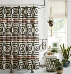 Kirkland's Home Justina Blakeney Black Hypnotic Shower Curtain- Shower Curtains