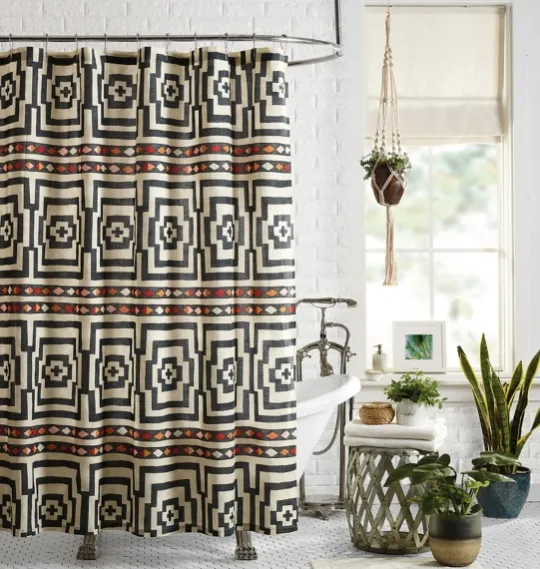 Kirkland's Home Justina Blakeney Black Hypnotic Shower Curtain- Shower Curtains