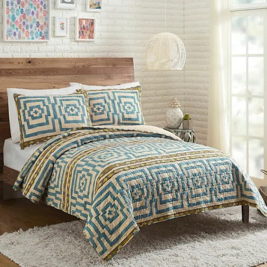 Kirkland's Home Justina Blakeney Blue Hypnotic Queen Quilt Set- Quilts
