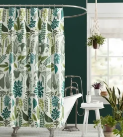 Kirkland's Home Justina Blakeney Green Jardin Shower Curtain- Shower Curtains
