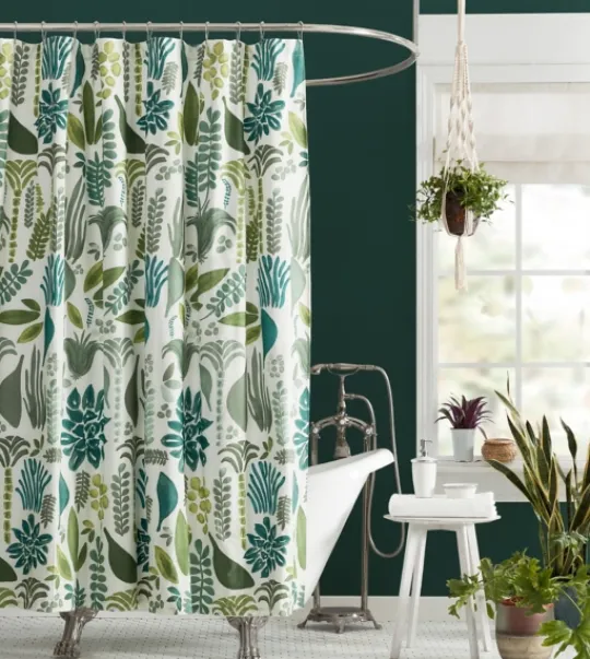 Kirkland's Home Justina Blakeney Green Jardin Shower Curtain- Shower Curtains