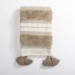 Kirkland's Home Khaki Montauk Cotton Tufted Throw- Blankets & Throws