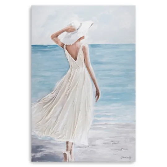 Kirkland's Home Lady In White Hat & Dress Giclee Canvas Art Print- Canvas Art