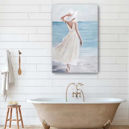 Kirkland's Home Lady In White Hat & Dress Giclee Canvas Art Print- Canvas Art