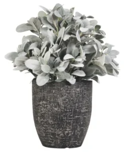 Kirkland's Home Lamb'S Ear Arrangement In Textured Black Planter- Arrangements & Greenery