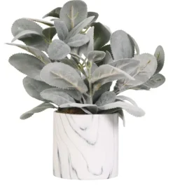 Kirkland's Home Lamb'S Ear Arrangement In Marbled Planter- Arrangements & Greenery