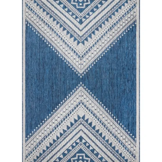 Kirkland's Home Landy Blue Aztec Outdoor Rug, 8X10- Outdoor Rugs